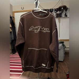 Brown Crewneck Sweatshirt with Logo